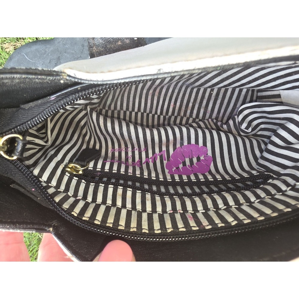 Luv Betsey Johnson Cat Face Mini Satchel Crossbody Bag Pink Stripe - Picture 4 of 5